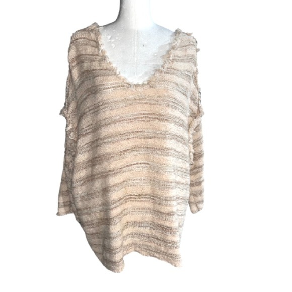 Free People Spells Trouble Sweater Boho Oversized Slouchy Fringe Sweater Small - Picture 2 of 9